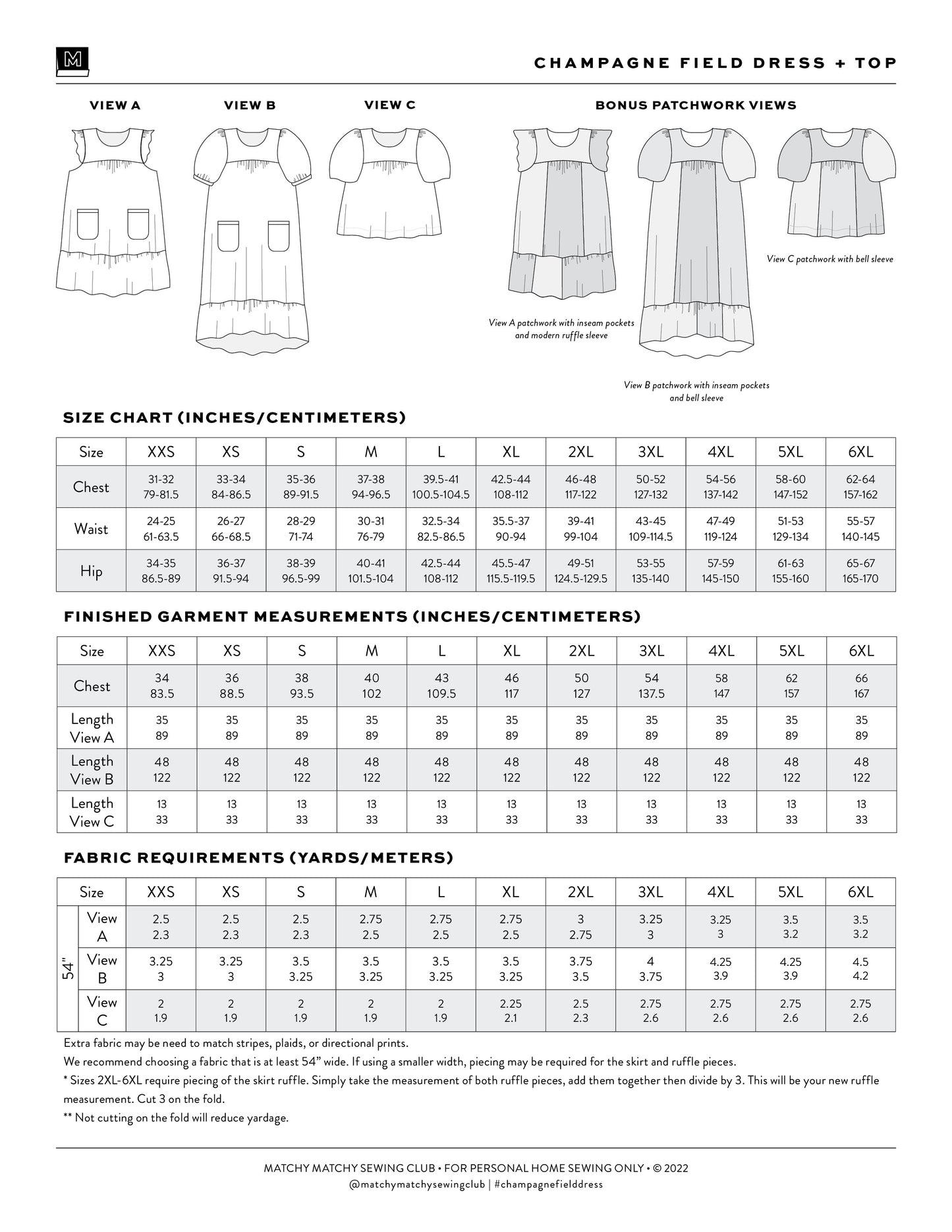 Champagne Field Dress and Top PDF Sewing Pattern